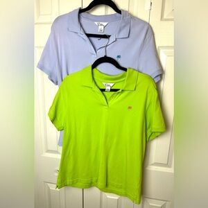 2 LILLY PULITZER Y2K Vintage Polo Shirts Blue Green Blouse Top Preppy Golf Knits